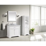 27.25 in. W x 32.00 in. H Framed Rectangular Beveled Edge Bathroom Vanity Mirror in White finish - Super Arbor