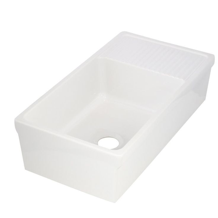 Quatro Alcove Reversible Series Farmhaus Farmhouse Apron Front Fireclay 36 in. Single Bowl Kitchen Sink in White