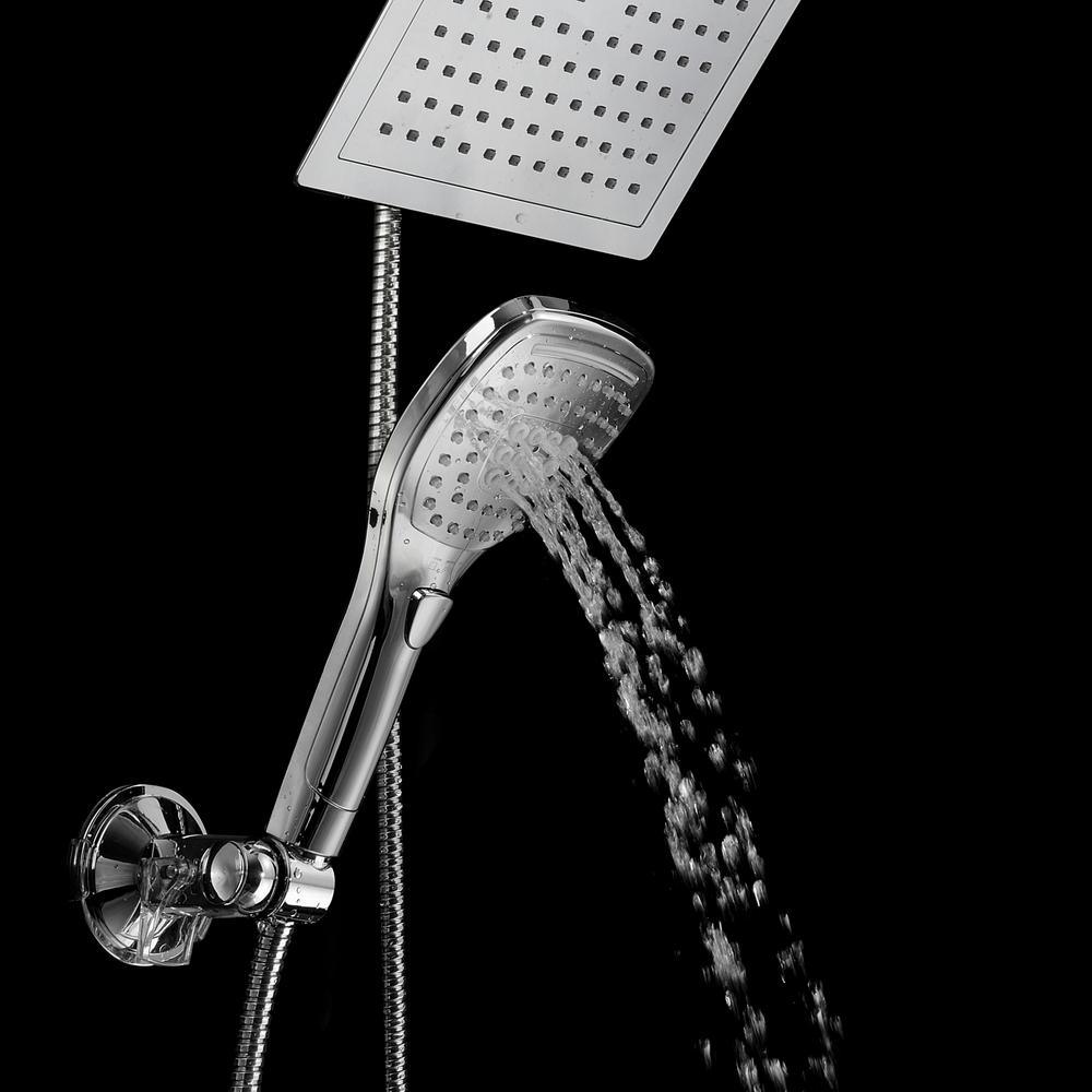 5-spray 9 in. Dual Shower Head and Handheld Shower Head with Waterfall in Chrome - Super Arbor