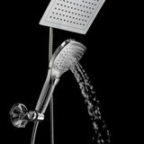 5-spray 9 in. Dual Shower Head and Handheld Shower Head with Waterfall in Chrome - Super Arbor