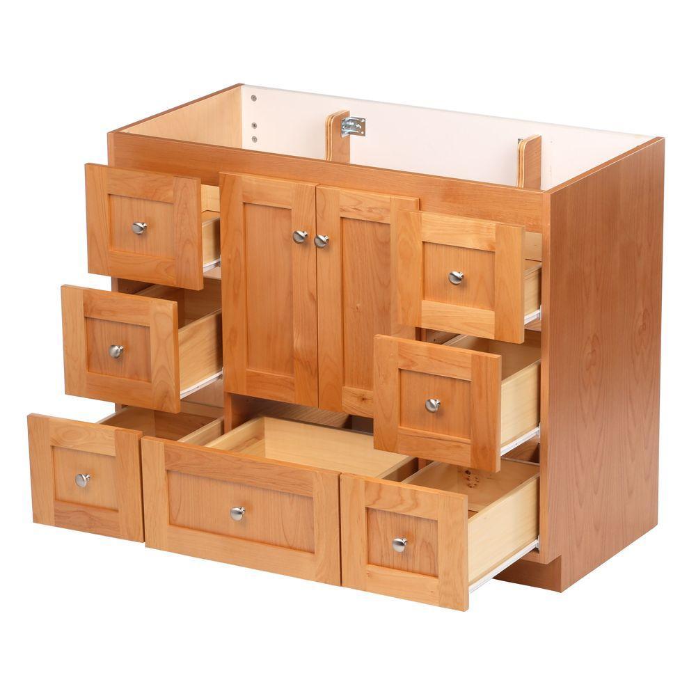 Shaker 42 in. W x 21 in. D x 34.5 in. H Vanity Cabinet Only in Natural Alder - Super Arbor
