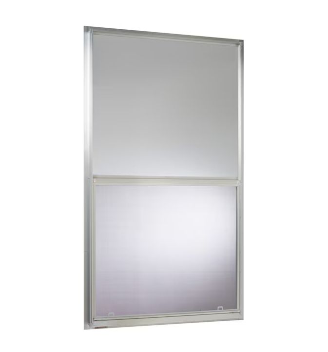 Project Source 40000 Series Replacement 30-in x 54-in x 1-3/4-in Jamb Silver Aluminum Single-glazed Single Hung Window Half Screen Included