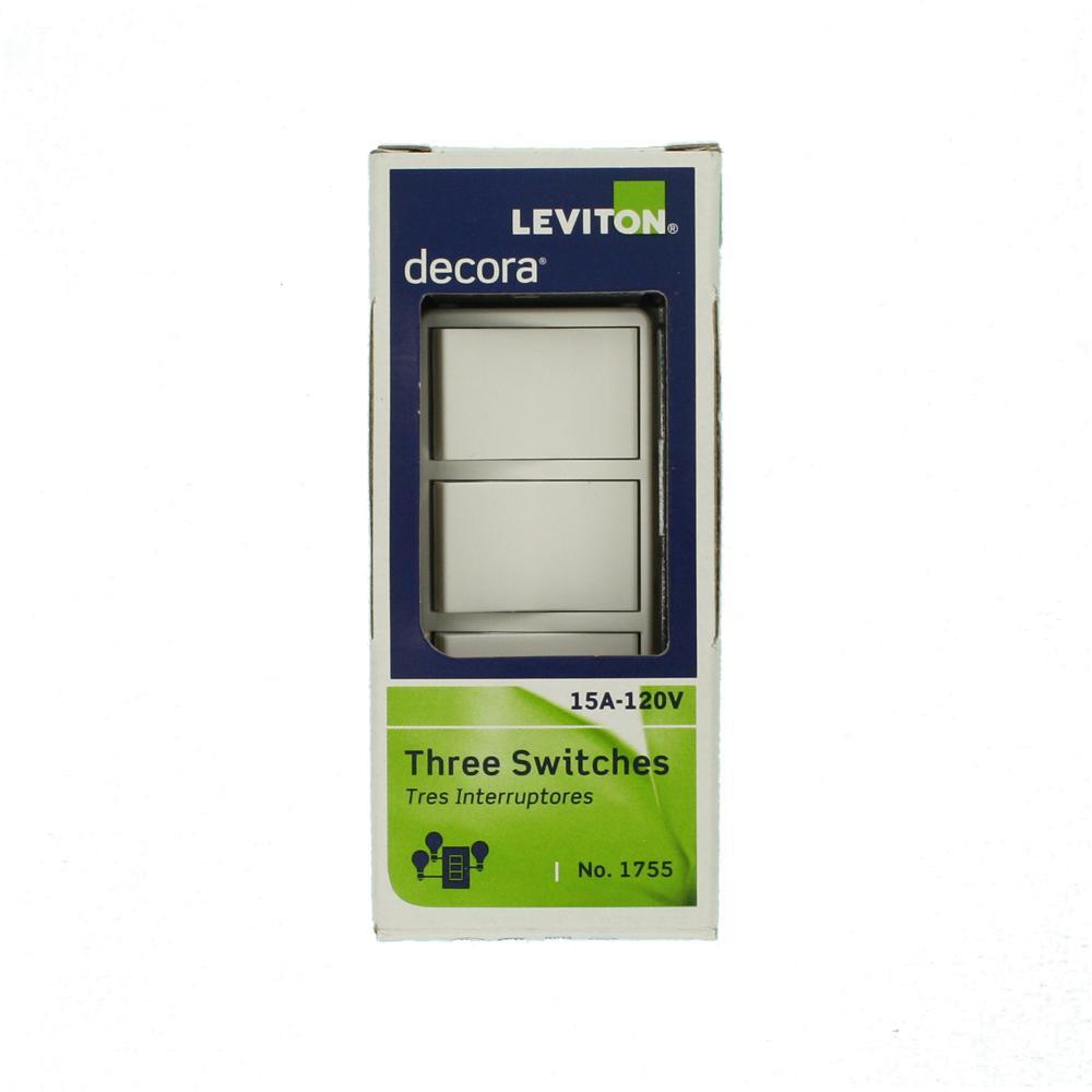 Decora 15 Amp 3-Rocker Combination Switch, White - Super Arbor