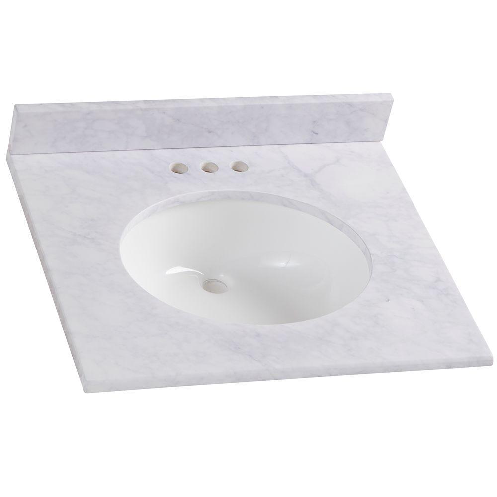 31 in. x 22 in. Stone Effects Vanity Top in Cascade with White Sink - Super Arbor