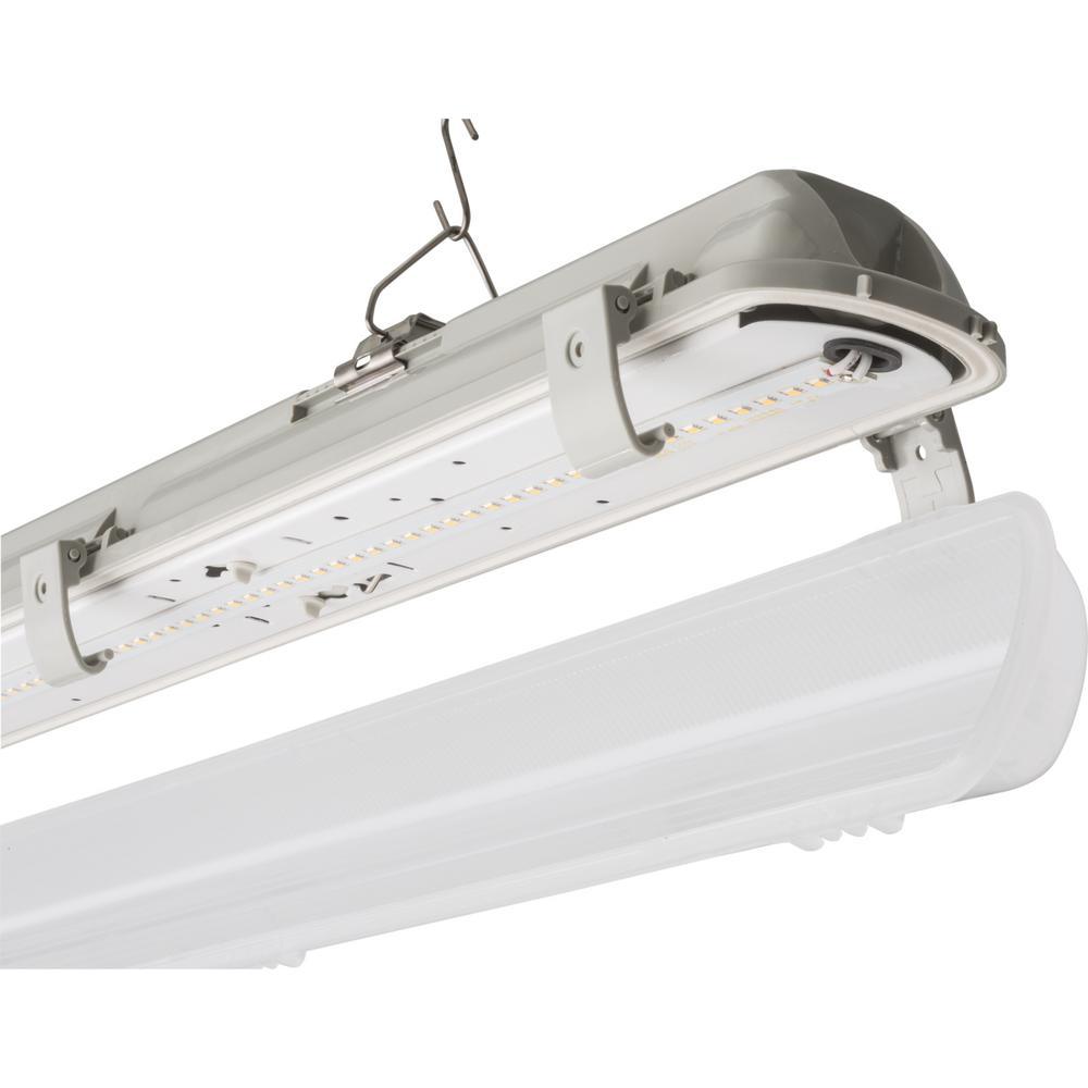 Contractor Select XVML 4 ft. 64-Watt Equivalent Integrated LED 5534 Lumens 5000K Gray Vapor Tight Strip Light Fixture - Super Arbor