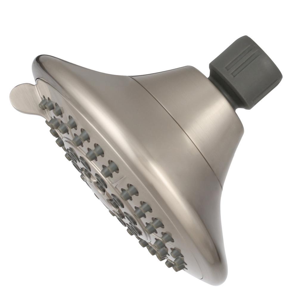 5-Spray 5 in. Fixed Shower Head with Pause in Brushed Nickel - Super Arbor