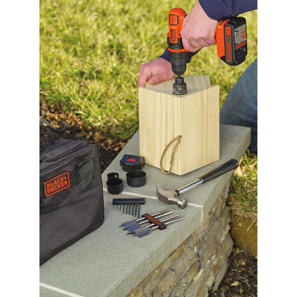 20-Volt MAX Lithium-Ion Cordless Drill and Project Kit with Battery 1.5Ah, Charger and Kit Bag - Super Arbor