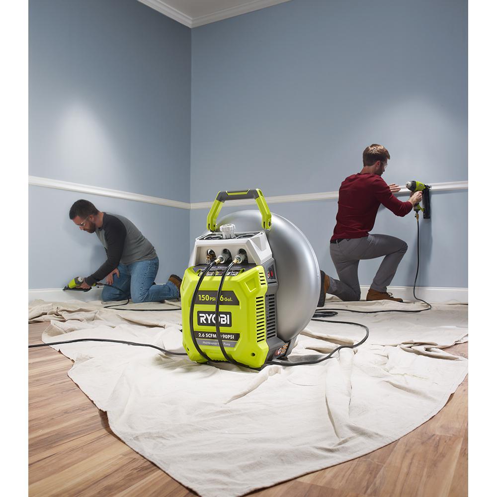 6 Gal. Electric Pancake Air Compressor w/ 18-Gauge 2-1/8 in. Brad Nailer, 16-Gauge 2-1/2 in. Finish Nailer, 25 ft. Hose - Super Arbor