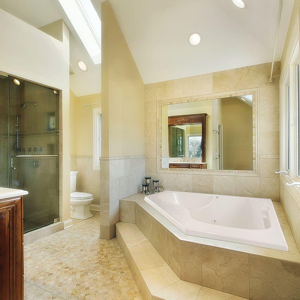Lexington 60 in. Corner Drop-in Bathtub in White - Super Arbor