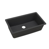 Quartz Classic Undermount Composite 33 in. Single Bowl Kitchen Sink in Black - Super Arbor