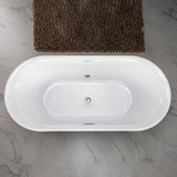 Diana 67 in. Acrylic Freestanding Double Ended Air Bath Bathtub with Drain and Overflow Included in White