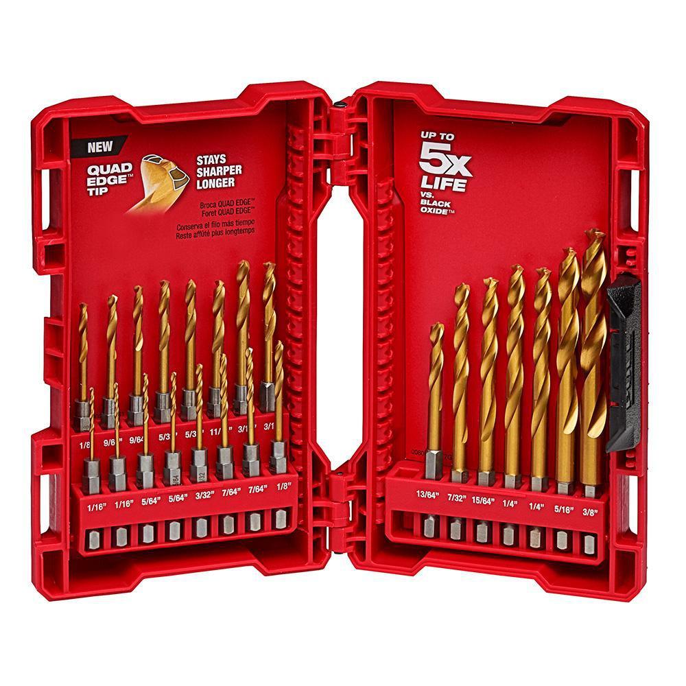 M18 18-Volt Lithium-Ion Cordless Combo Kit (5-Tool) with Titanium Drill Bit Set (23-Piece) - Super Arbor