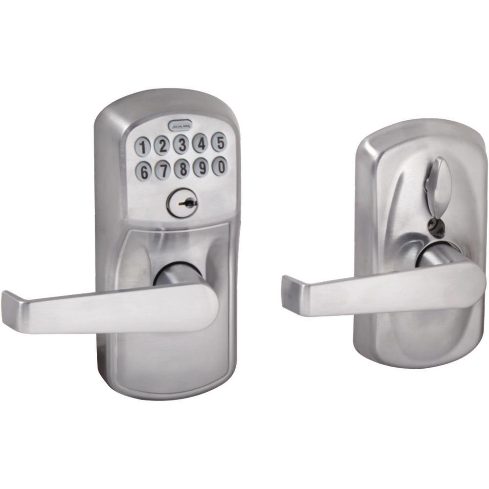 Plymouth Satin Chrome Electronic Door Lock with Elan Door Lever - Super Arbor