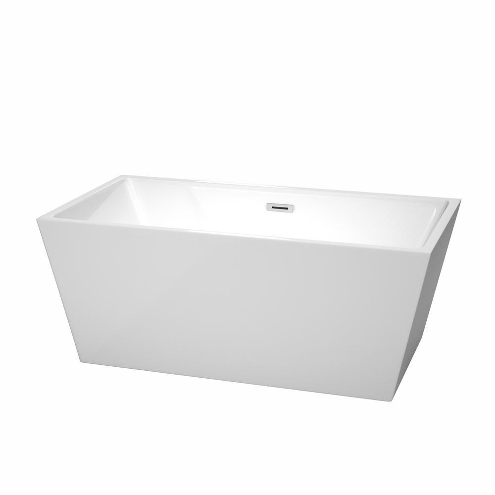 Sara 67 in. Acrylic Flatbottom Bathtub in White with Matte Black Trim