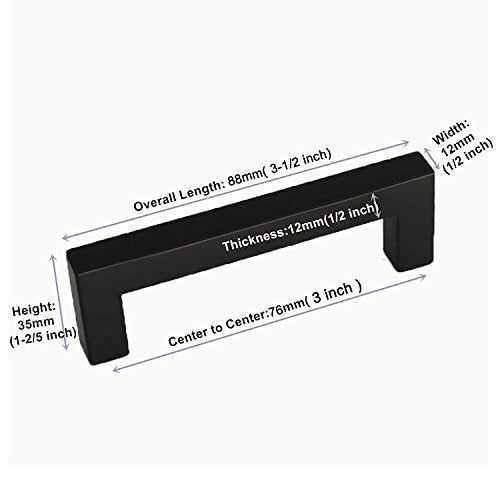 15 Pack goldenwarm Kitchen Cabinet Handles Black Pulls for Cabinets - HDJ12BK Contemporary Cabinet Handle Pull Cabinet Door Handle Square Bar Pull Stainless Steel, 3in Hole Centers - Free Delivery