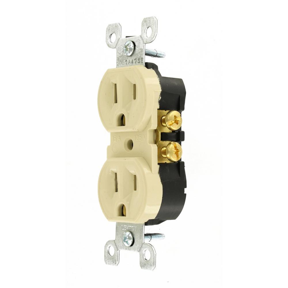 15 Amp Residential Grade Grounding Duplex Outlet, Ivory - Super Arbor