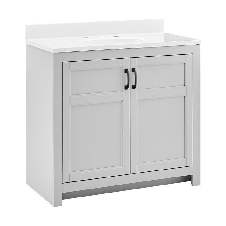 Style Selections Lowry 37-in Light Gray Single Sink Bathroom Vanity with White Acrylic Top
