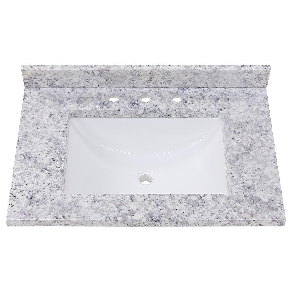 37 in. W x 22 in. D Stone Effects Vanity Top in Cold Fusion with White Sink - Super Arbor