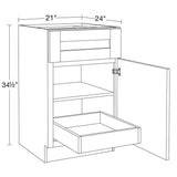 Home Decorators Collection Washington Vessel Blue Plywood Shaker Assembled Base Kitchen Cabinet FH 1 ROT Sft Cls R 21 in W x 24 in D x 34.5 in H