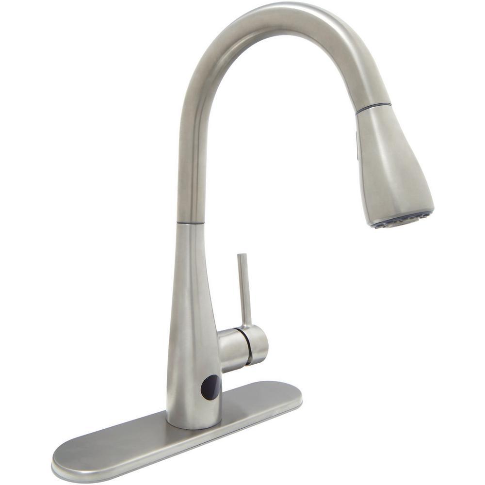 Nottely Touchless Single-Handle Pull-Down Kitchen Faucet with TurboSpray and FastMount in Stainless Steel - Super Arbor