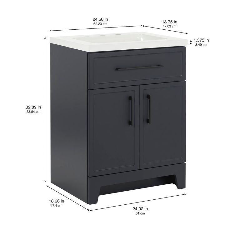 Style Selections Potter 24-in Blue Single Sink Bathroom Vanity with White Cultured Marble Top
