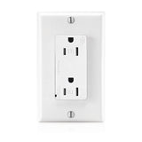 15 Amp Commercial Grade Tamper Resistant Decora Duplex Outlet with Surge Suppressor, White - Super Arbor