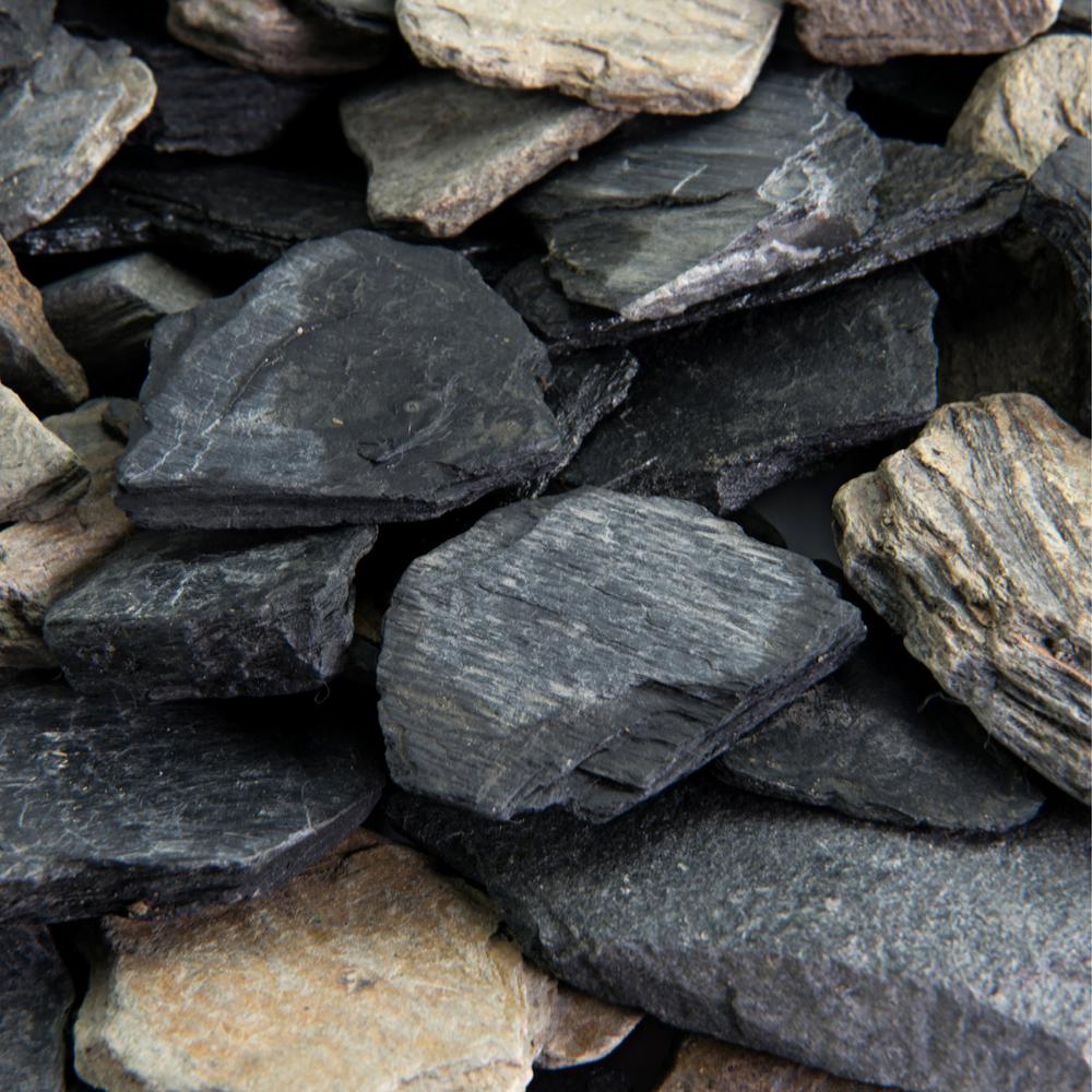 Southwest Boulder & Stone 0.50 cu. ft. 1 in. to 3 in. 20 lbs. Slate Chips Black and Tan Rock for Landscape, Gardens, Potted Plants, and Terrariums - Super Arbor