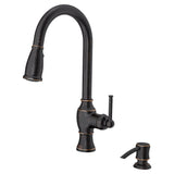 Marchand Single Handle Pull-Down Sprayer Kitchen Faucet in Legacy Bronze - Super Arbor