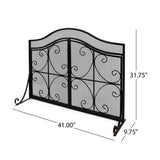 Pendleton Modern Black and Copper Three Panel Iron Fire Screen with Door - Super Arbor