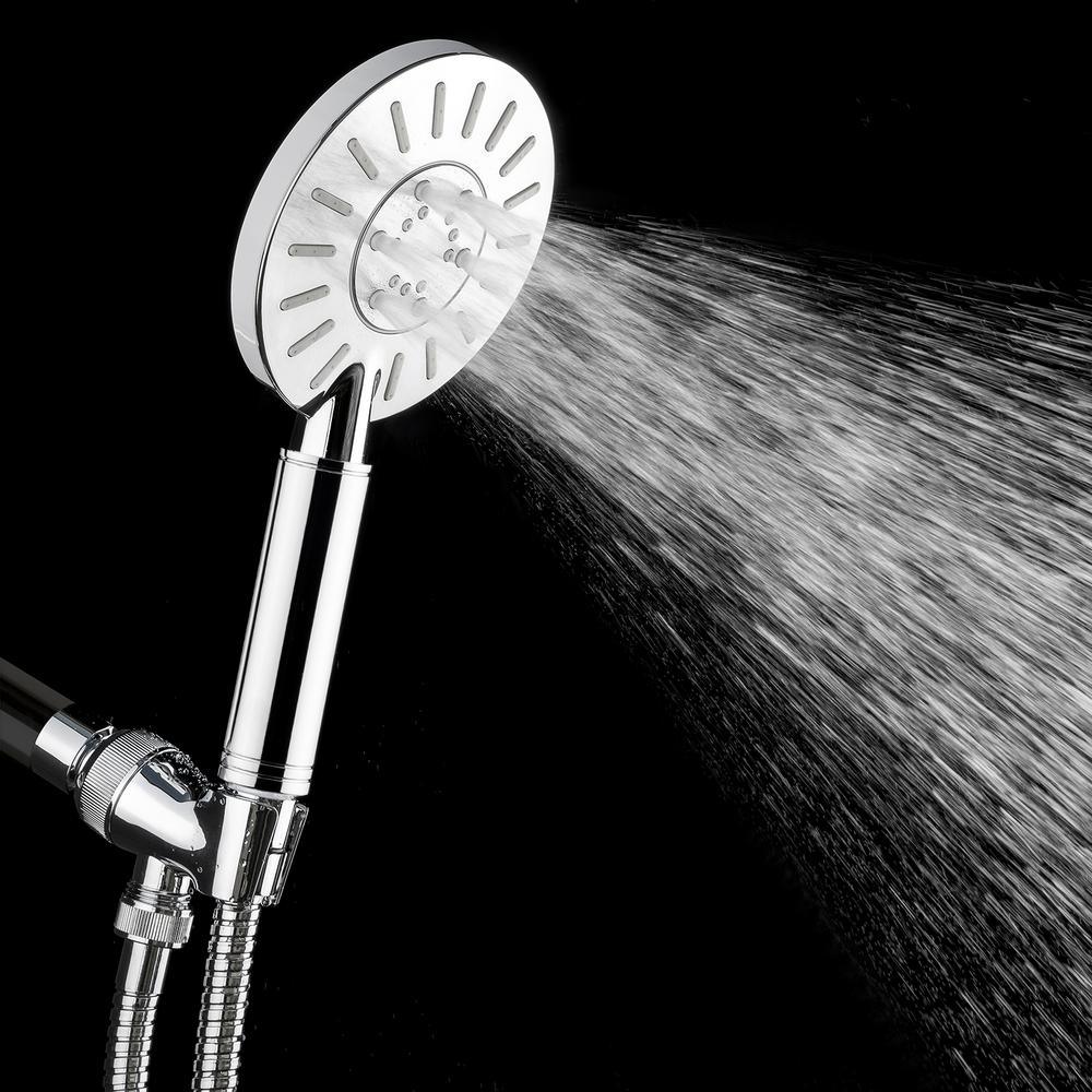 3-Spray 4.75 in. Round Single Wall Mount Fixed Adjustable Handheld Shower Head in Chrome - Super Arbor