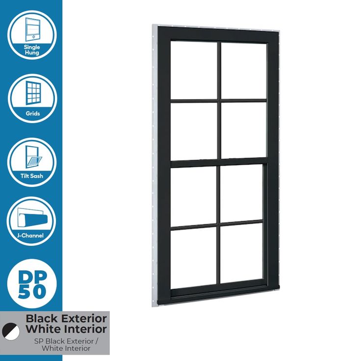 RELIABILT 150 Series New Construction 35-1/2-in x 71-1/2-in x 3-1/4-in Jamb Black Vinyl Dual-pane Single Hung Window with Grids Half Screen Included