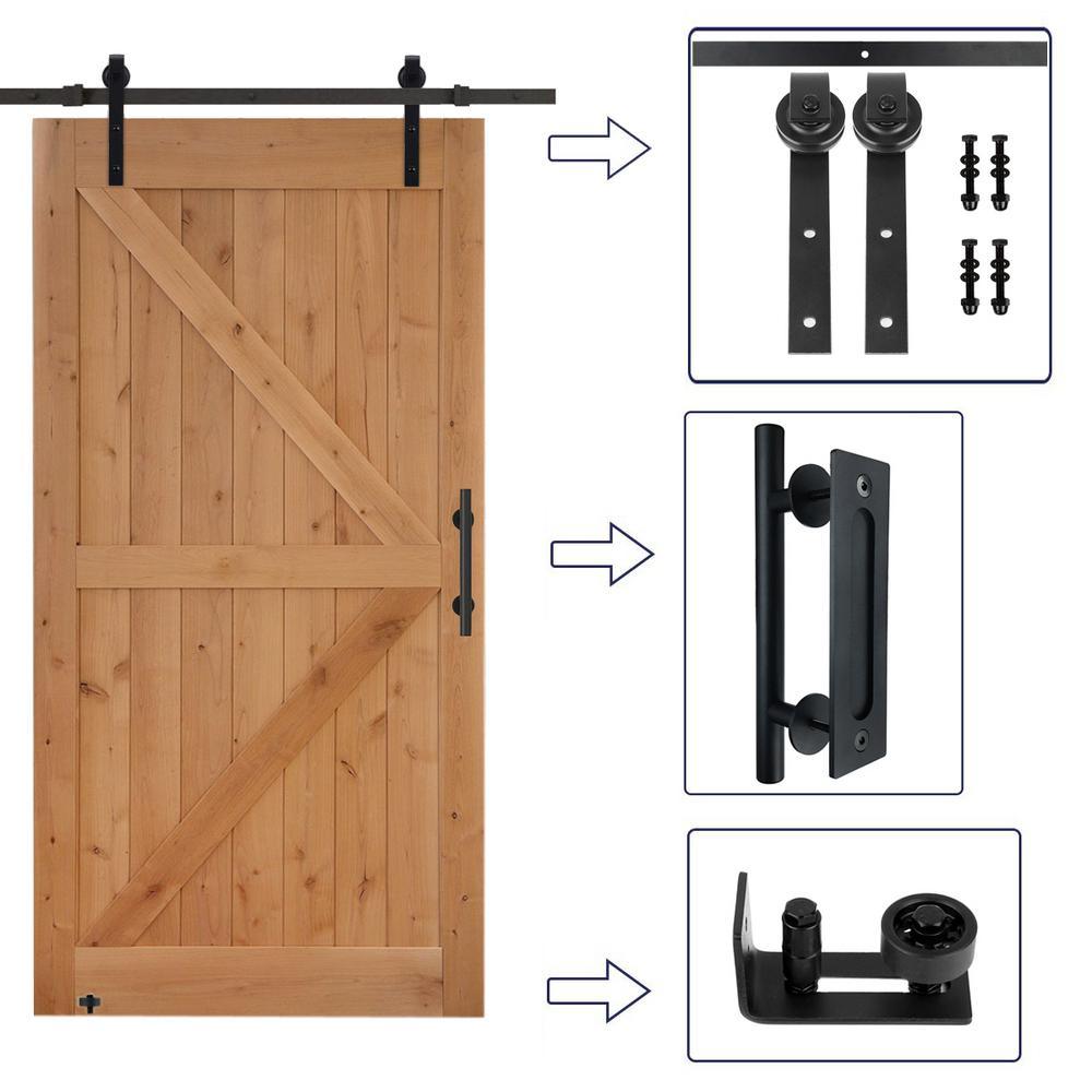 60 in. x 84 in. Assembled Bi-Parting Rustic Unfinished Hardwood Interior Sliding Barn Door Slab with Hardware Kit - Super Arbor