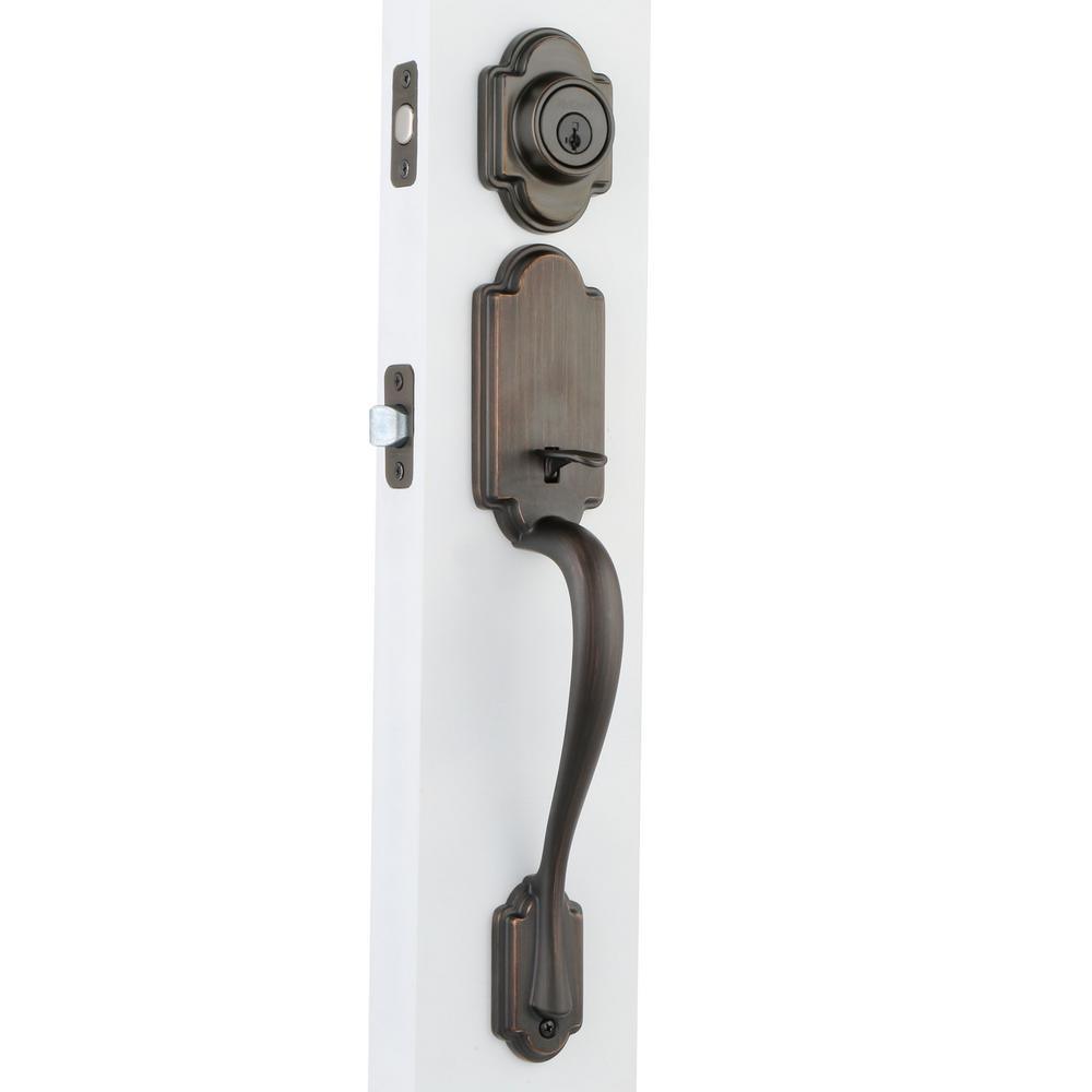 Arlington Venetian Bronze Single Cylinder Door Handleset with Tustin Door Lever Featuring SmartKey Security - Super Arbor