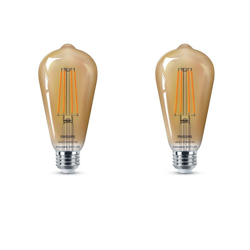 Soft White ST19 LED 40-Watt Equivalent Dimmable Smart Wi-Fi Wiz Connected Wireless Light Bulb (4-Pack) - Super Arbor