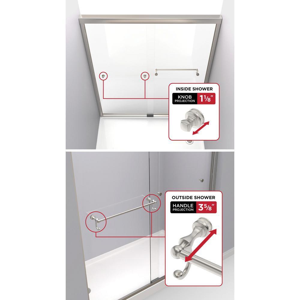 Portman 60 x 59-1/4 in. Frameless Mod Soft-Close Sliding Bathtub Door in Nickel with 3/8 in. (10mm) Clear Glass - Super Arbor