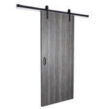 43 in. x 84 in. Weathered Char 8204-16 Solid Core Wood Flush Barn Door with Sliding Door Hardware Kit - Super Arbor