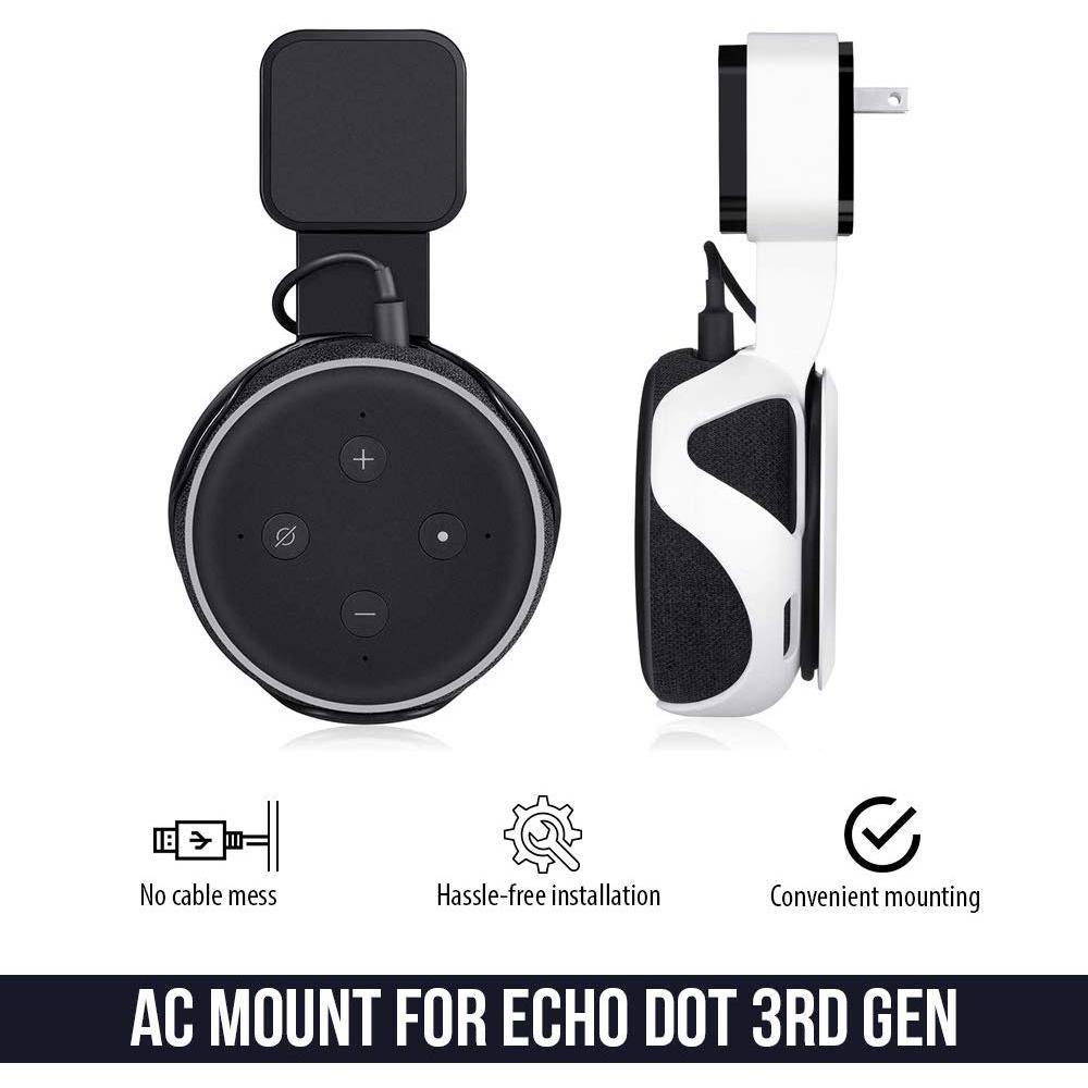 AC Outlet Wall Mount Compatible with Echo Dot (3rd Gen) - Flexible Mounting for Your Alexa Smart Speaker (2-Pack, Black) - Super Arbor