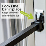 Patio Door Security Bar with Anti-Lift Lock (Black) - Super Arbor