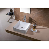 Square Bathroom Ceramic Vessel Sink Art Basin in White - Super Arbor