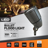 Newhouse Lighting 30-Watt Bronze Outdoor Integrated LED Landscape Weatherproof Bullet Flood Light with Adjustable Mounting Bracket