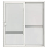 JELD-WEN 72-in x 80-in 4-9/16-in Low-e Insulating Blinds Between The Glass White Vinyl Sliding Right-Hand Sliding Double Patio Door