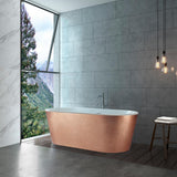 67 in. Foil Acrylic Tub for Bathroom - Flat Bottom Stand Alone Bathtub in Glossy Copper - Super Arbor