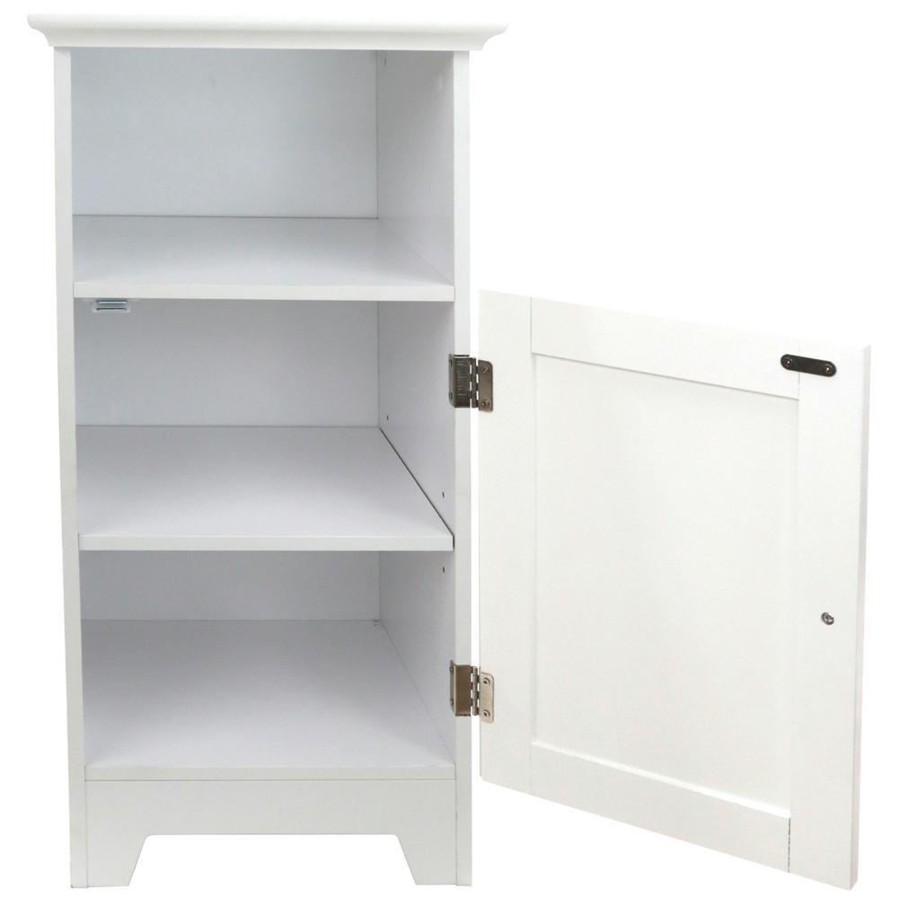 Contemporary Country 13.5 in. W x 11.75 in. D x 27.5 in. H Free Standing Single Door Cabinet With Shaker Panels in White - Super Arbor