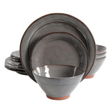 Terranea 12-Piece Rustic Grey Earthenware Dinnerware Set (Service for 4)