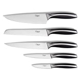 6-Piece Japanese Stainless Steel Knife Block Set with Rotating Knife Block and Tablet Holder