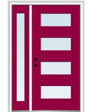 53 in. x 81.75 in. Celeste Clear Low-E Glass Right-Hand 4-Lite Eclectic Painted Steel Prehung Front Door with Sidelite - Super Arbor