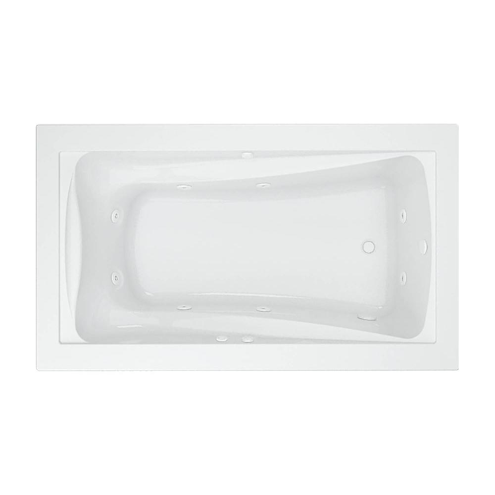 Green Tea 72 in. x 42 in. Reversible Drain EcoSilent EverClean Whirlpool Tub in White - Super Arbor
