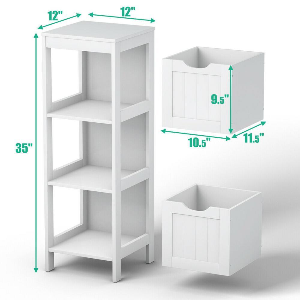 12 in. W x 35 in. H Floor Freestanding base Cabinet with 2 Drawers in White - Super Arbor