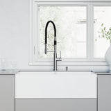 Matte Stone White Composite 33 in. Double Bowl Reversible Flat Farmhouse Apron-Front Kitchen Sink with 2 Strainers - Super Arbor