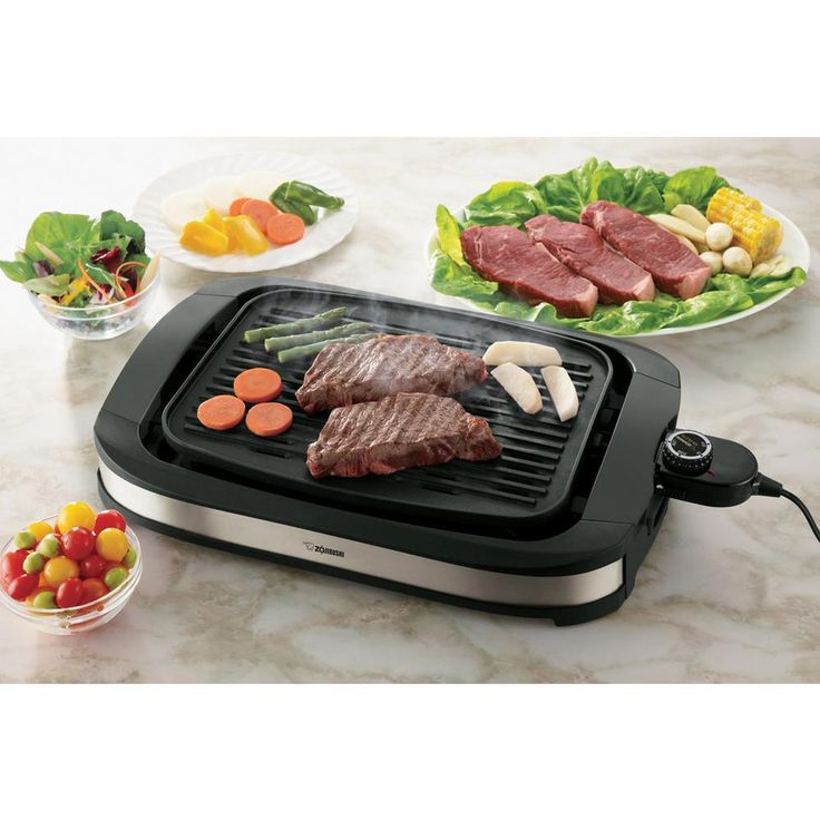 165 sq. in. Black Stainless Steel Indoor Grill with Removable Plates